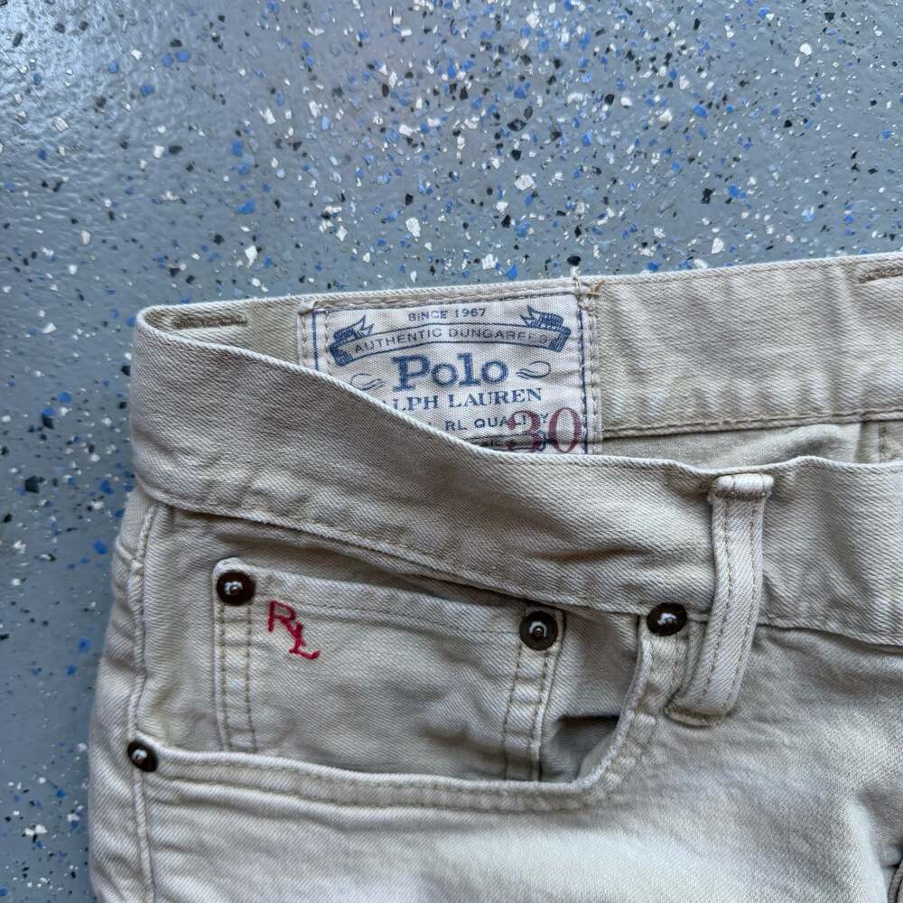 Polo Ralph Lauren Authentic Dungarees Beige Denim Jeans - Picture 6 of 8